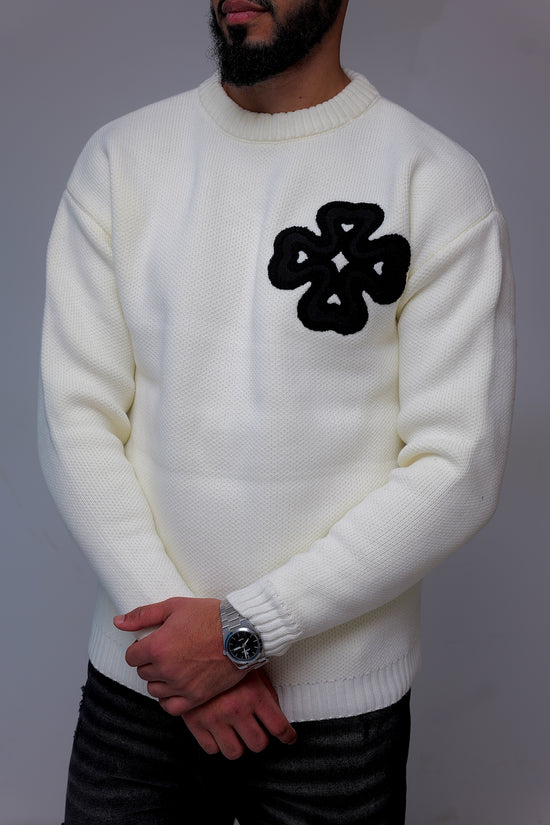 Pull blanc trèfle
